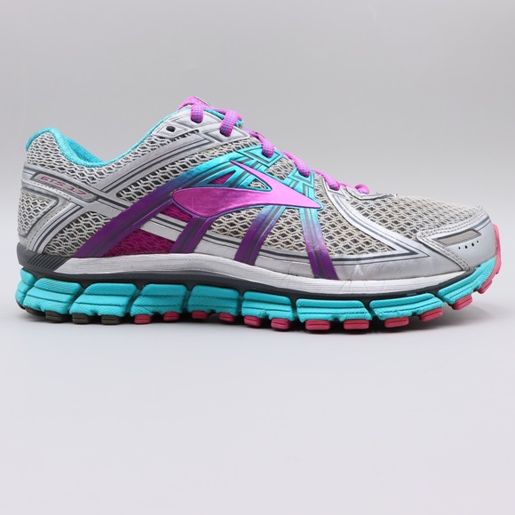 Brooks Shoes - Brooks Adrenaline GTS 17 Womens Size 9.5 2E US Silver Pink Teal Running Shoes